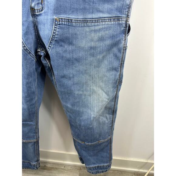 Carhartt Double Knee Denim Overalls Carpenter Workwear Utility Size 42x30 - Picture 10 of 16